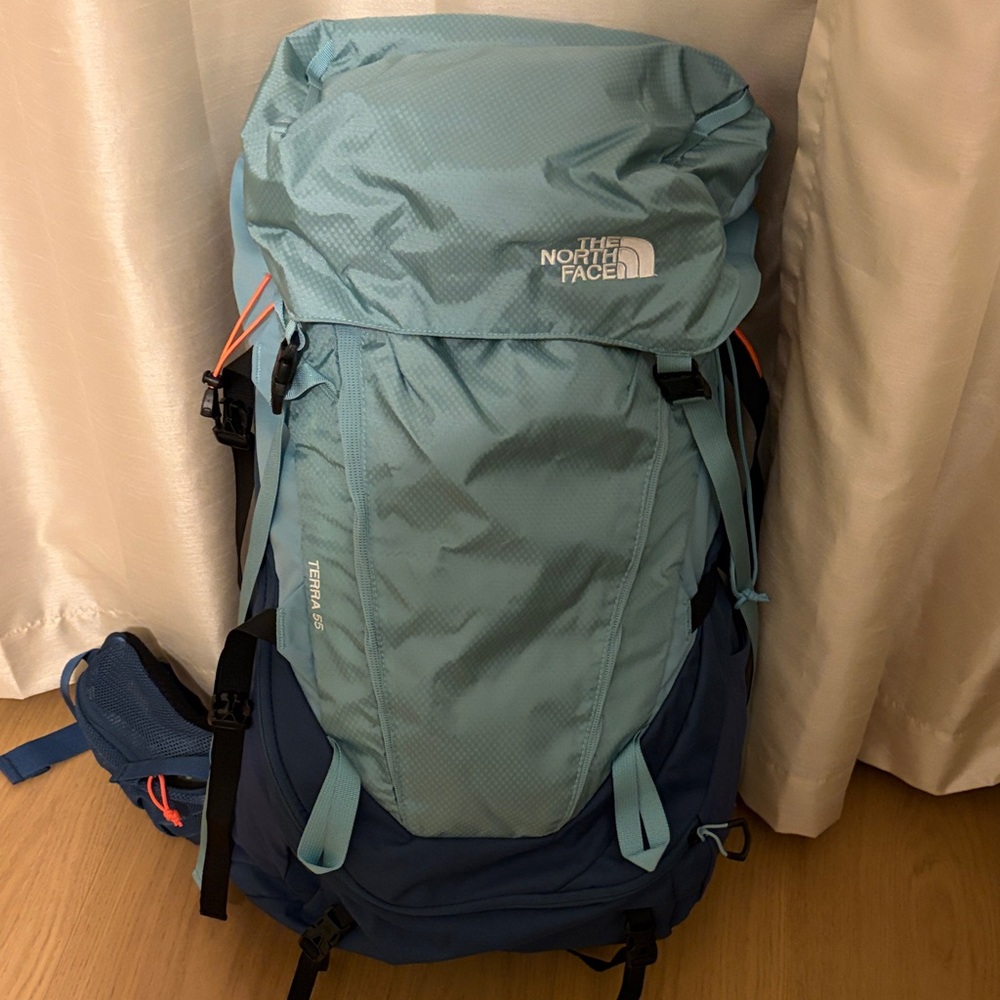 The North Face Terra 55 Light Blue and Navy Hiking/Backpacking Backpack